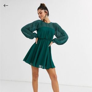 ASOS design linear yolk embellished mini dress